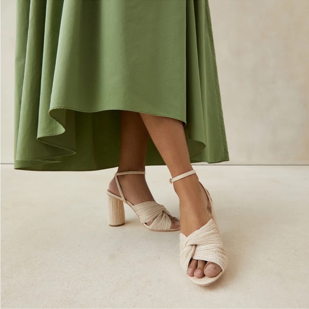Loeffler Randall Reed Cream Sparkle Pleated Twist Heel